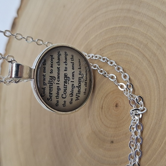 Silver Serenity Prayer Pendant Necklace - Picture 3 of 4